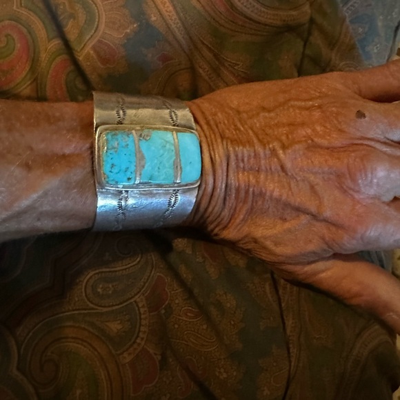 Vintage Native American Jewelry - Vintage Native  American Silver and Turquoise Women's Bracelet very rare
